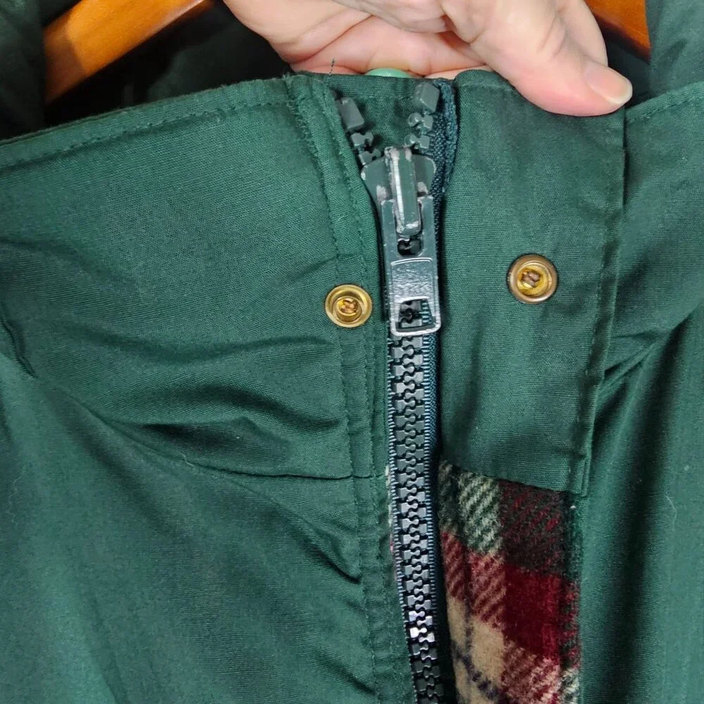 Vintage Woolrich Wool Lined Field Jacket L Green Plaid Lining Work Barn‎ Coat
